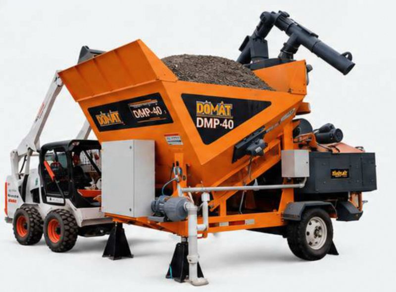 Planta de concreto móvil Domat DMP-40 alimentada por minicargador